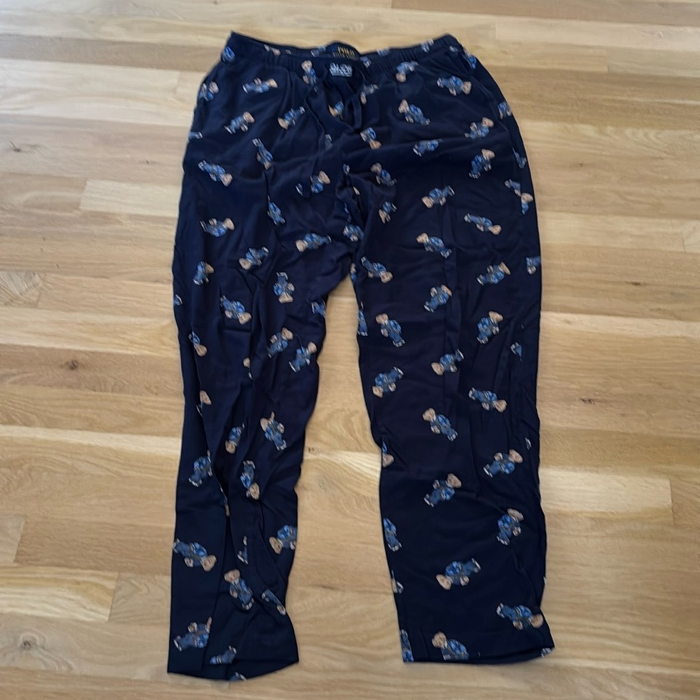 Polo Ralph Lauren bear pattern pants with drawstring and side pockets size large